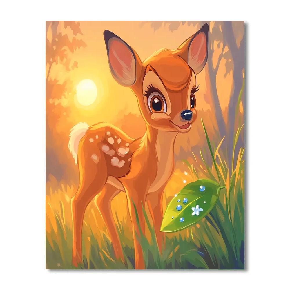 Bambi Spring Meadow Dew Drops Disney Inspired Number painting