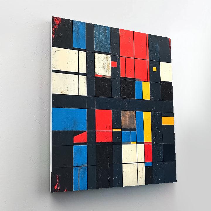 Piet Mondrian Inspired Geometric City Grid At Night Number painting