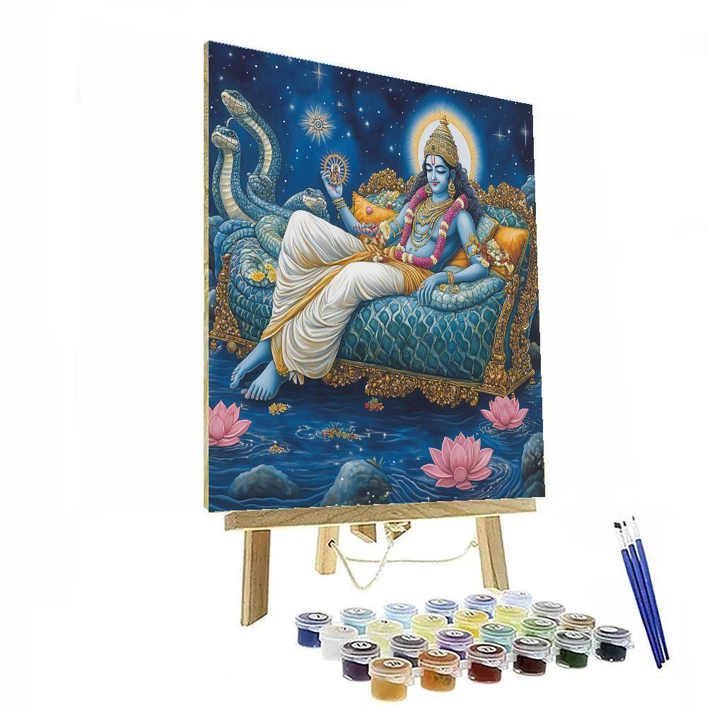 Vishnu Resting On Ananta In A Star Ocean Paint by numbers art