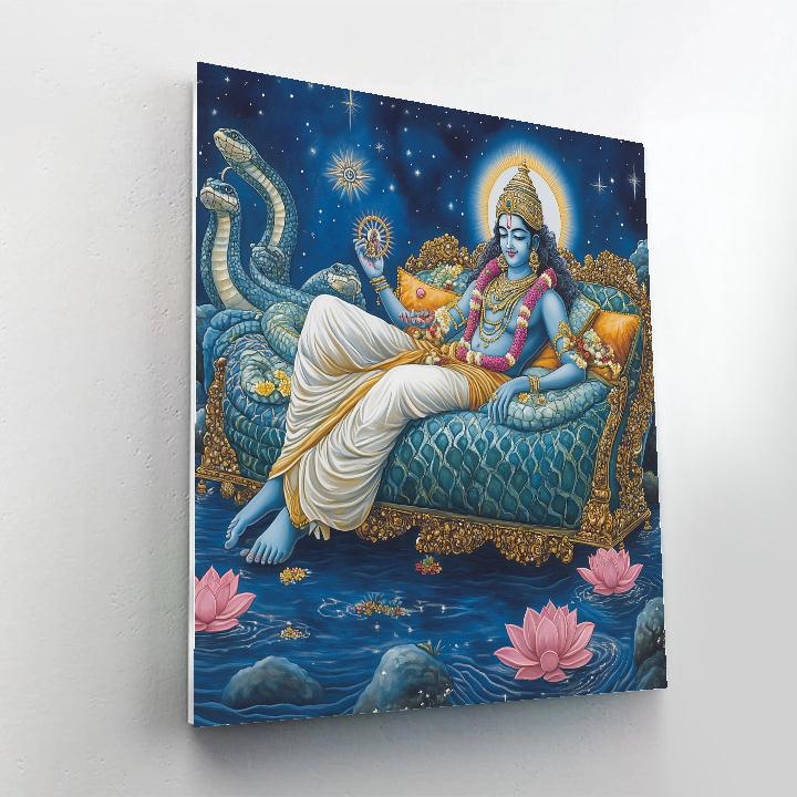 Vishnu Resting On Ananta In A Star Ocean Paint by numbers art