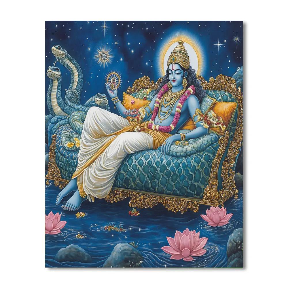 Vishnu Resting On Ananta In A Star Ocean Paint by numbers art