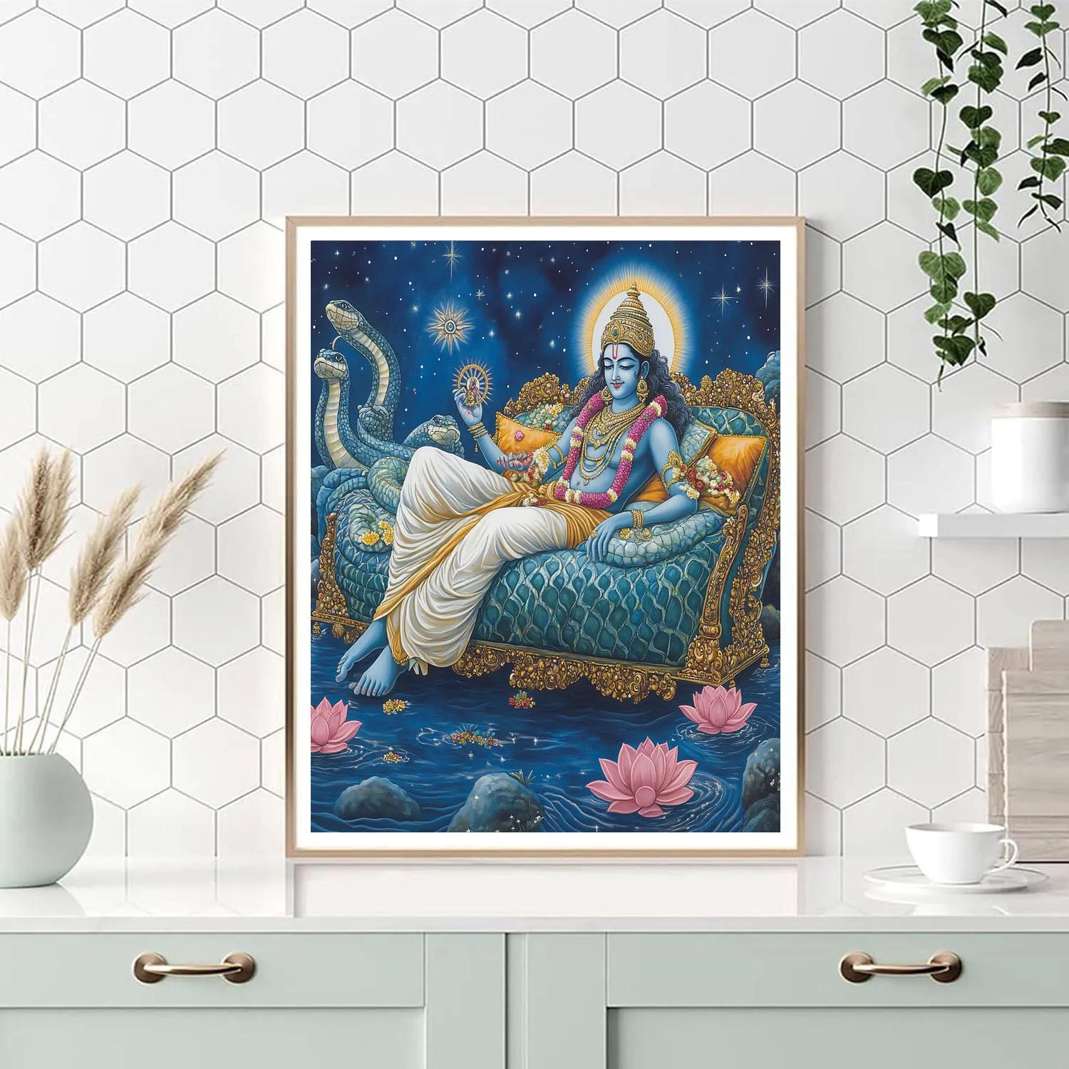 Vishnu Resting On Ananta In A Star Ocean Paint by numbers art