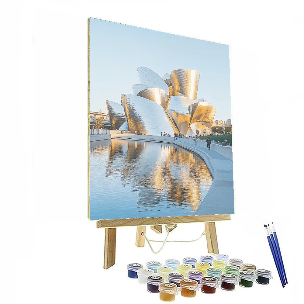 Guggenheim Museum Reflecting Pool Bilbao Spain Numbered painting kits