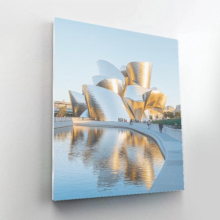 Guggenheim Museum Reflecting Pool Bilbao Spain Numbered painting kits