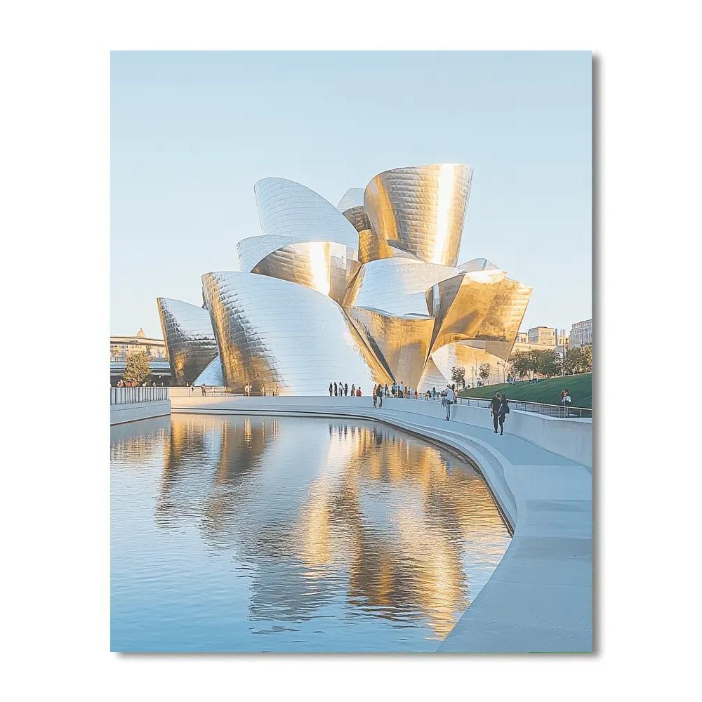 Guggenheim Museum Reflecting Pool Bilbao Spain Numbered painting kits