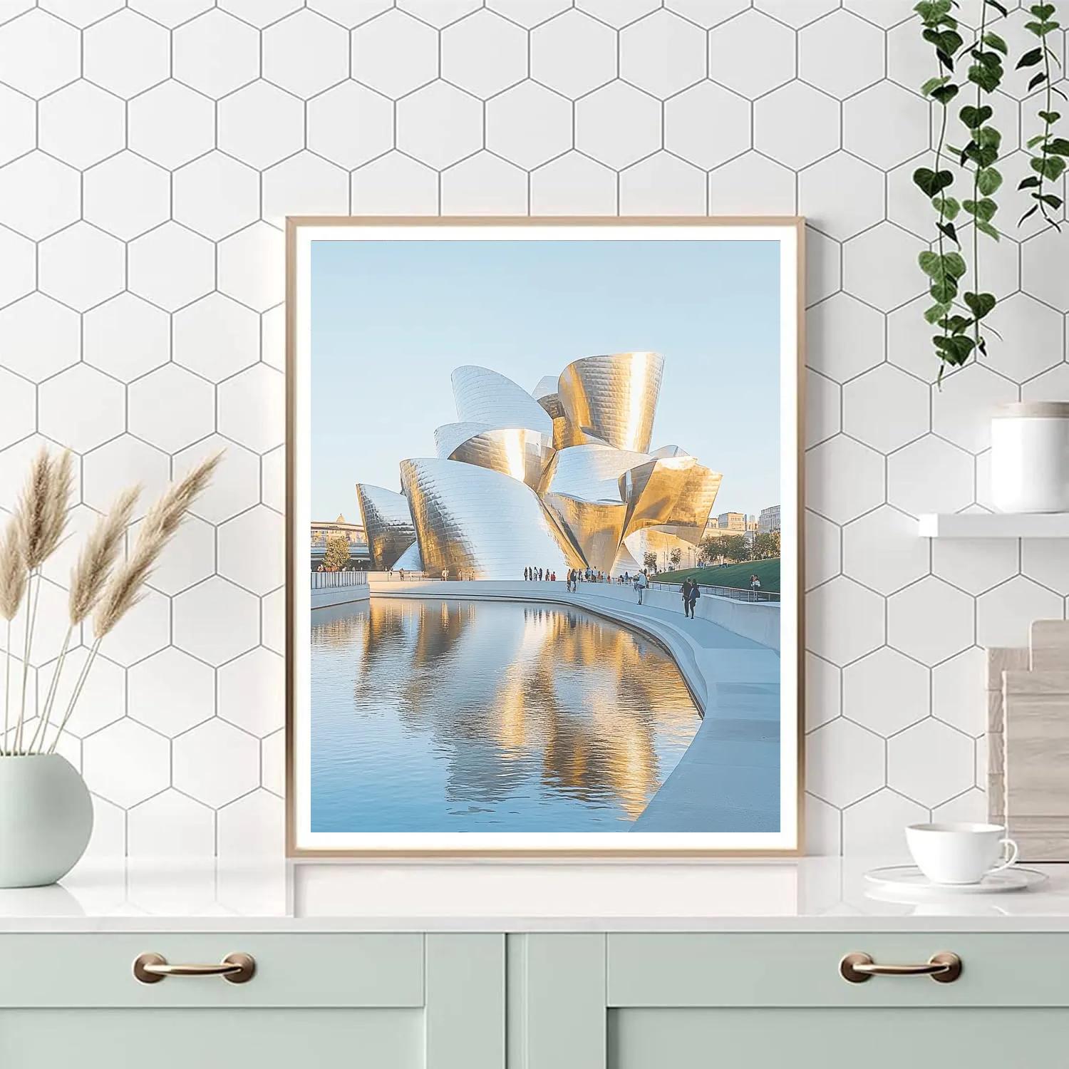 Guggenheim Museum Reflecting Pool Bilbao Spain Numbered painting kits
