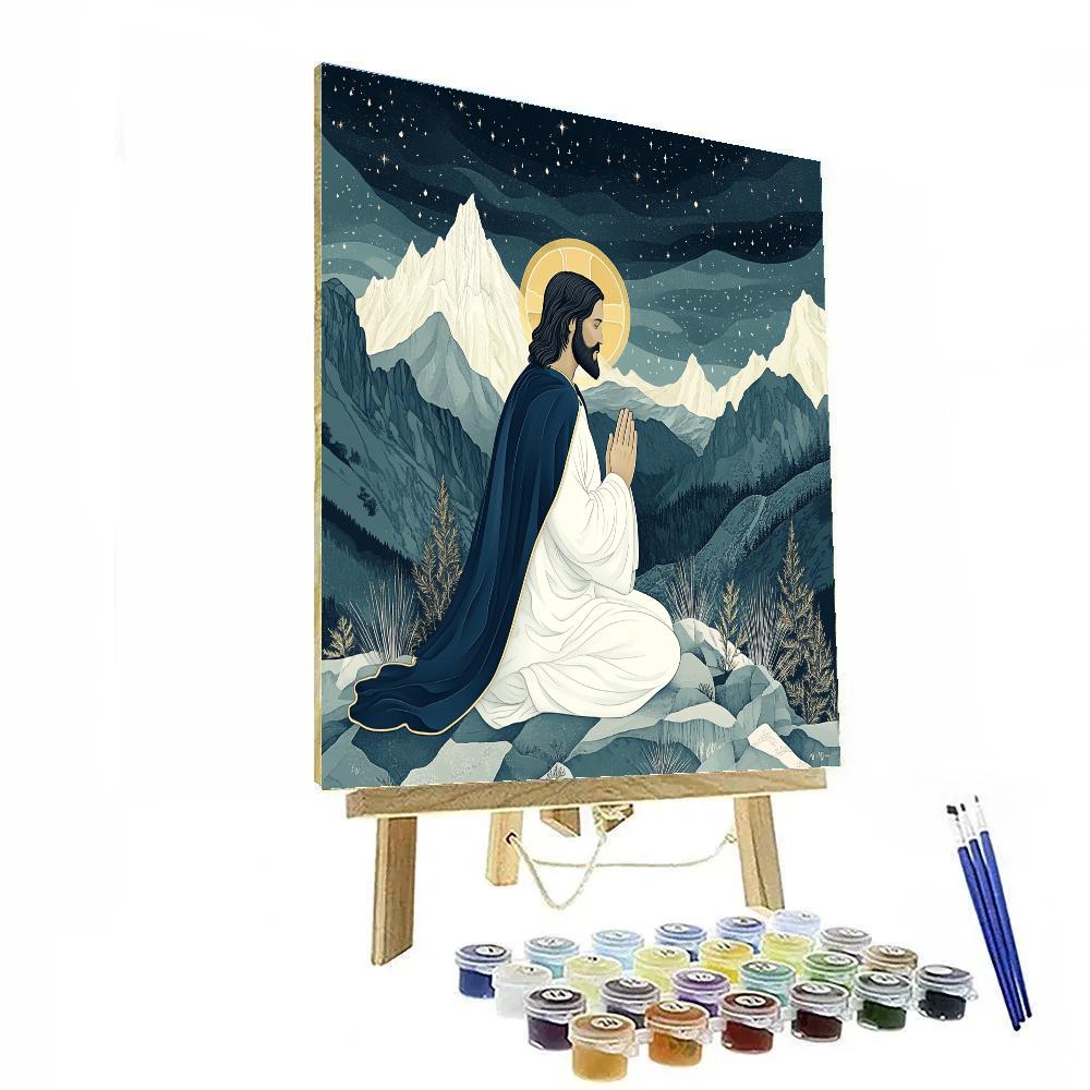 Mountain Prayer Jesus Silhouette DIY paint by numbers