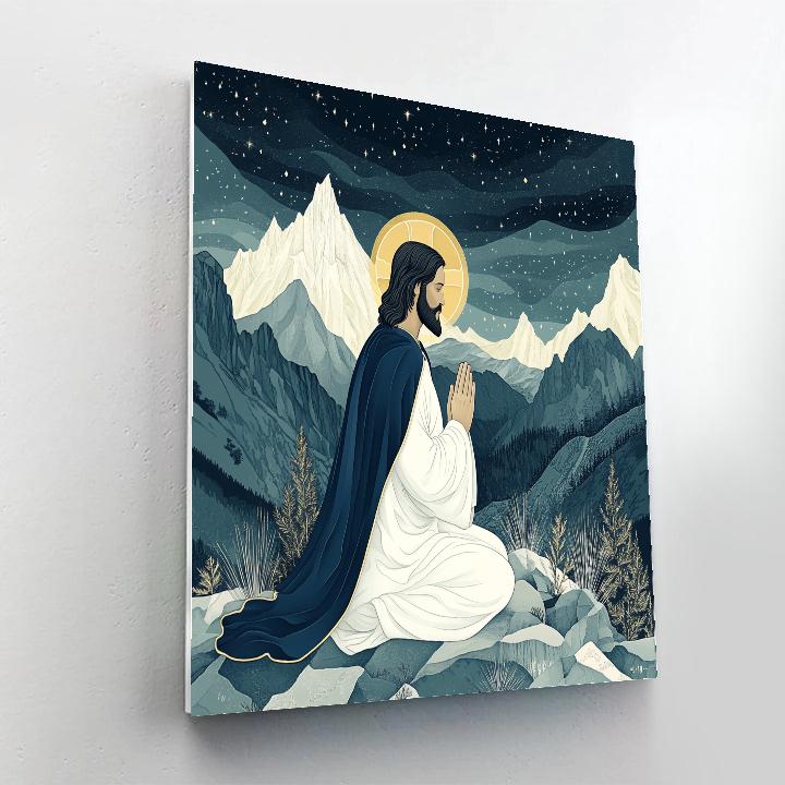 Mountain Prayer Jesus Silhouette DIY paint by numbers