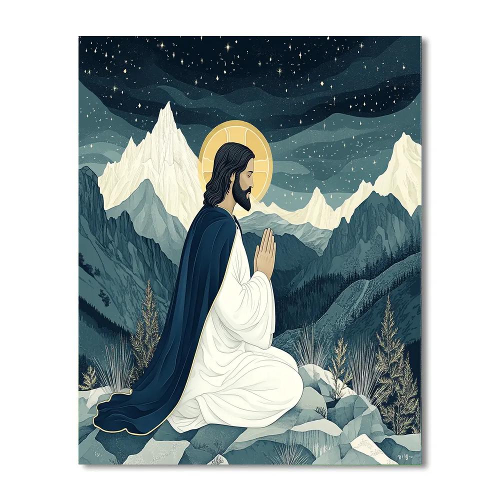 Mountain Prayer Jesus Silhouette DIY paint by numbers
