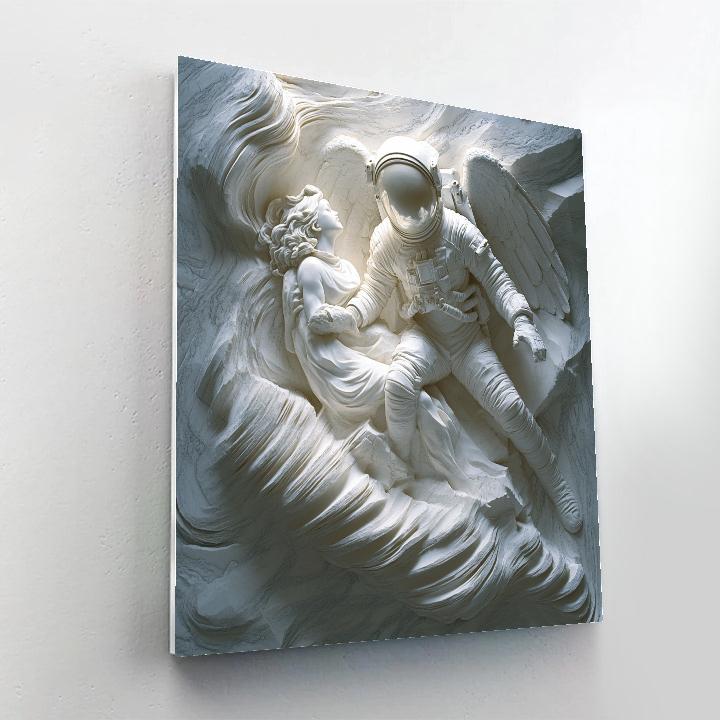 Michelangelo Inspired Marble Study Of Astronaut And Angel painting number kit