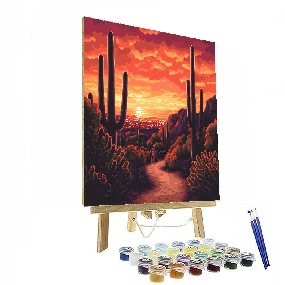 Monument Valley Style Viewpoint In Phoenix Desert Botanical Garden United States Numbered painting kits