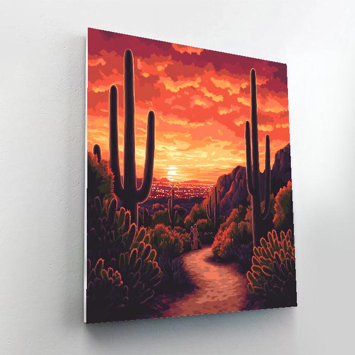 Monument Valley Style Viewpoint In Phoenix Desert Botanical Garden United States Numbered painting kits