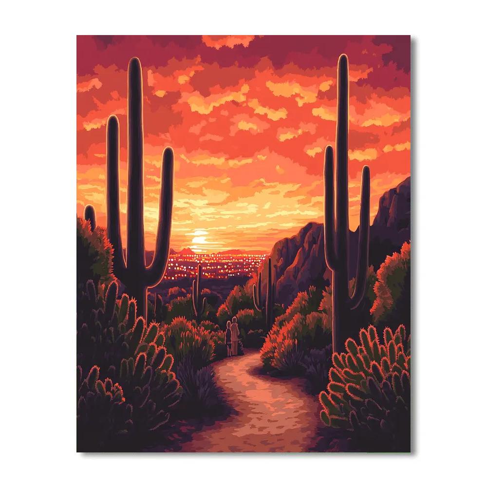 Monument Valley Style Viewpoint In Phoenix Desert Botanical Garden United States Numbered painting kits