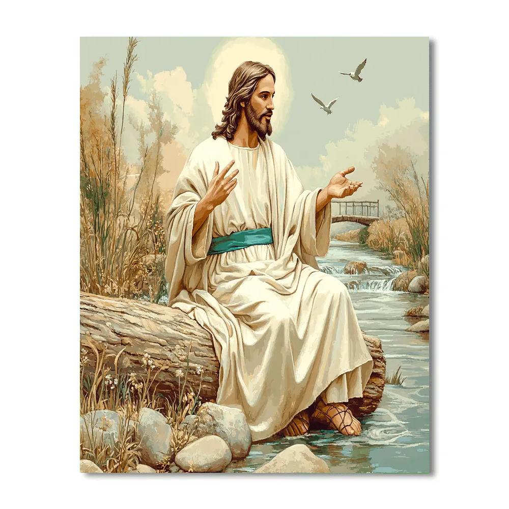 Riverbank Teaching With Jesus paint by color