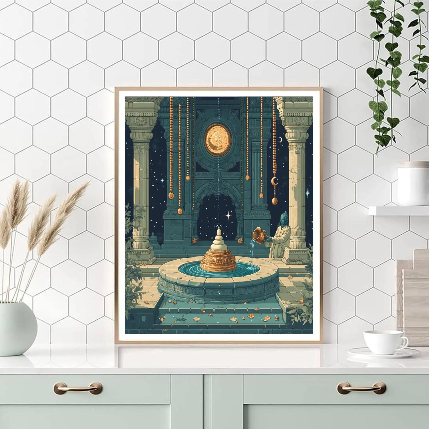 Temple Observatory In Shiva Midnight Blue Number painting