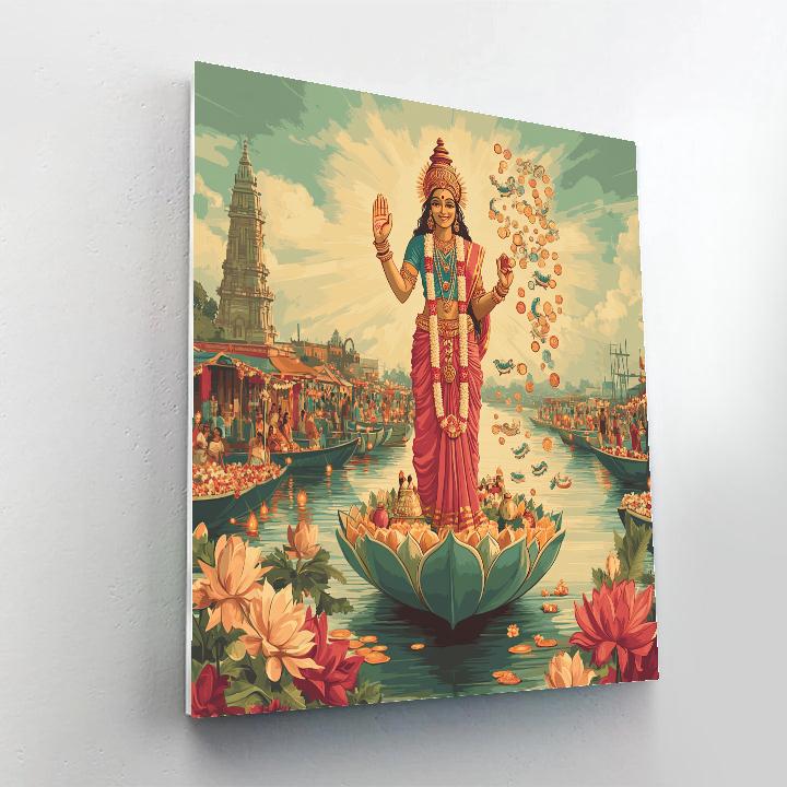 River Market Blessing With Lakshmi paint by color