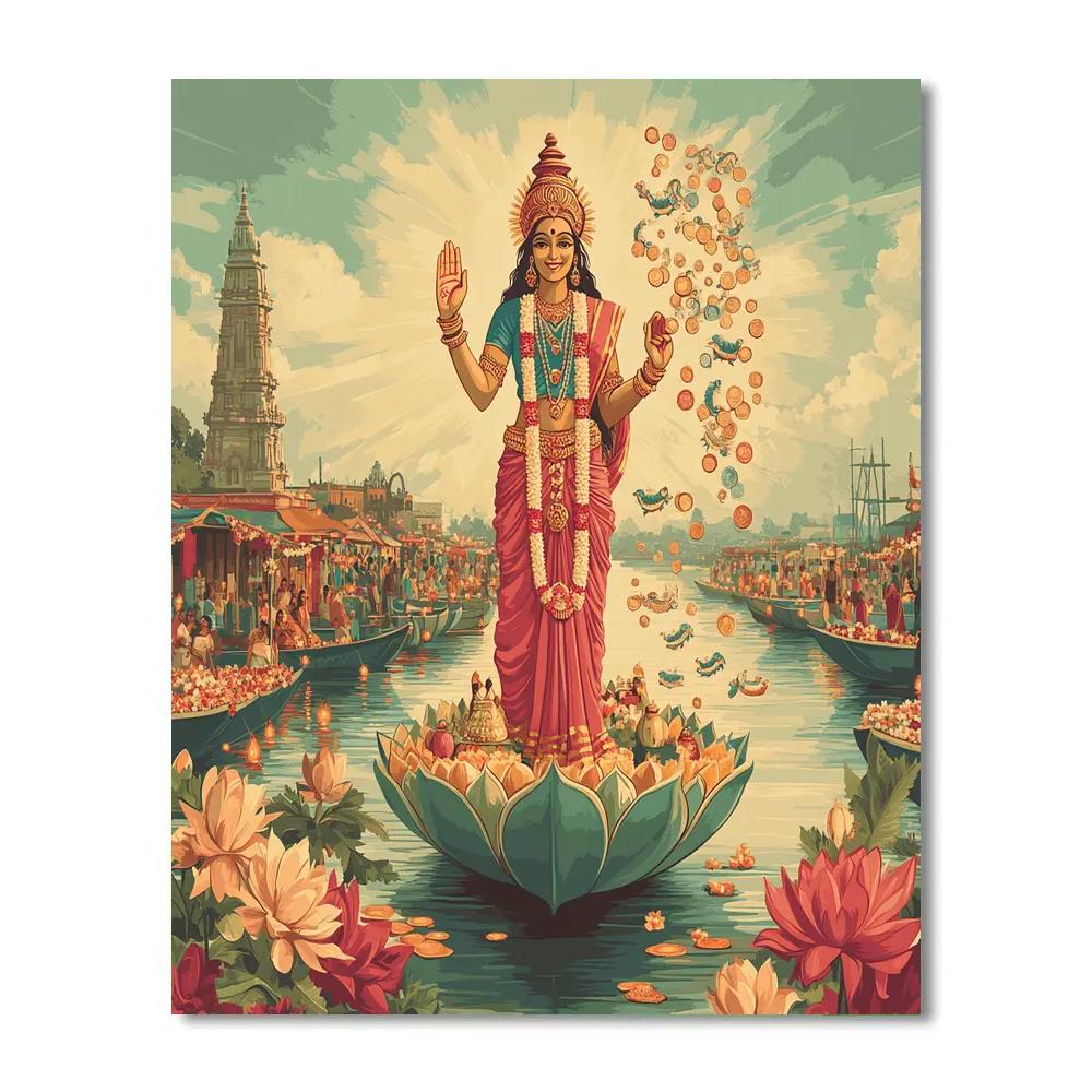 River Market Blessing With Lakshmi paint by color