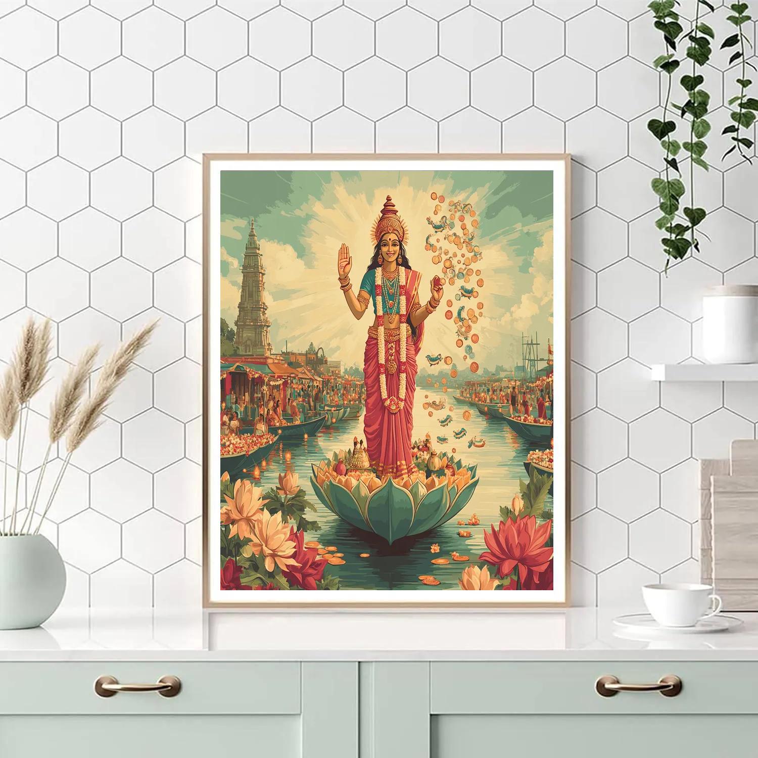 River Market Blessing With Lakshmi paint by color