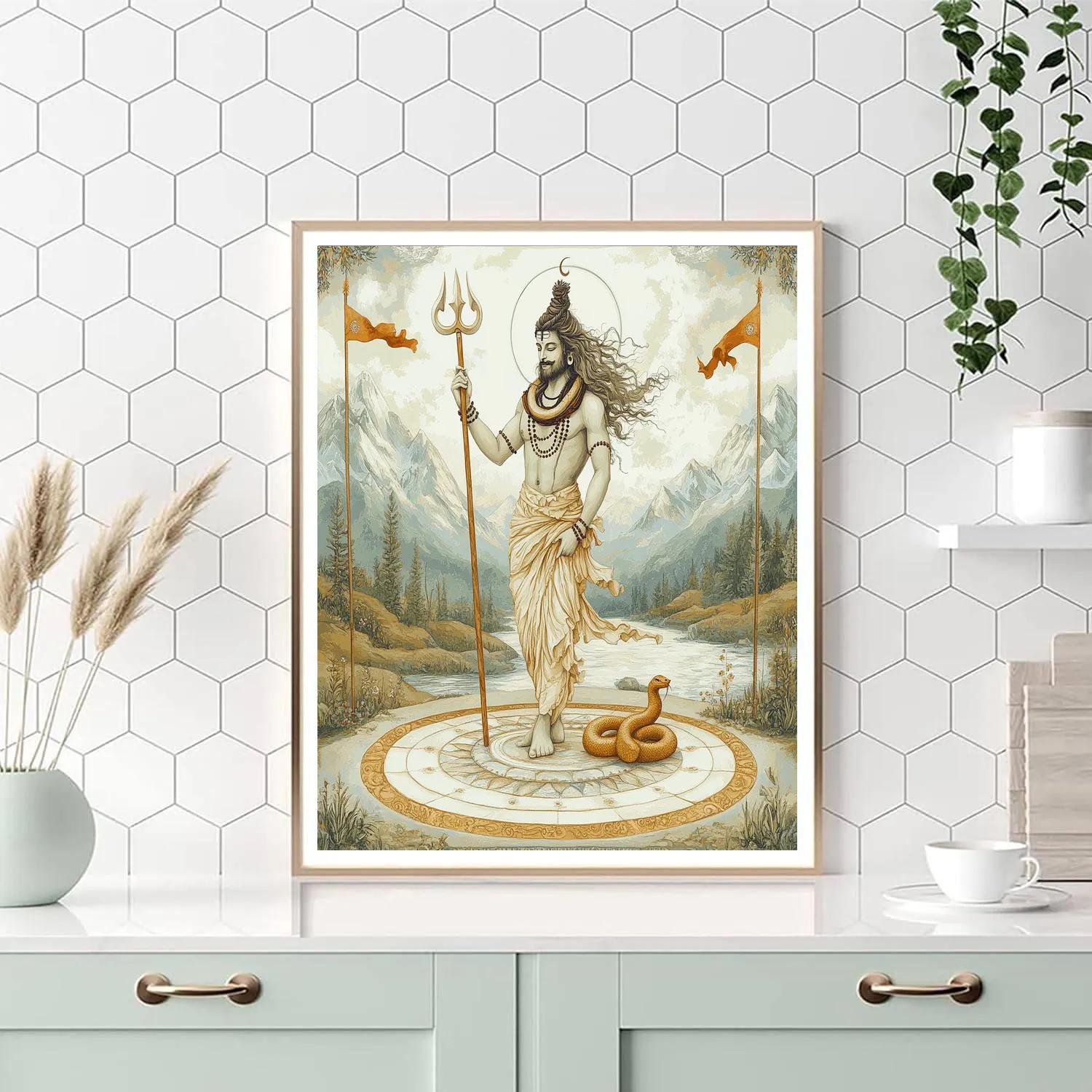 Ash White Shiva Compass Of The Four Winds Paint by numbers kits