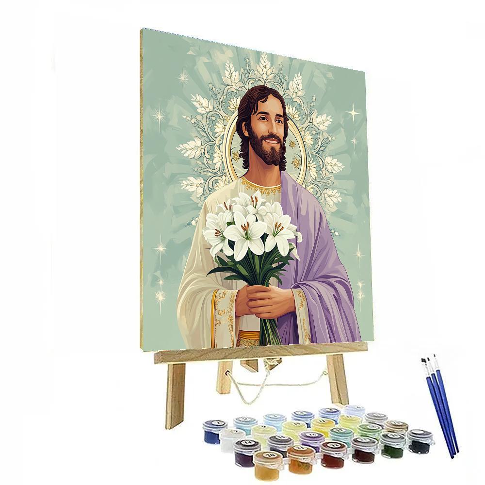 Jesus And Lily Pattern Halo DIY paint by numbers