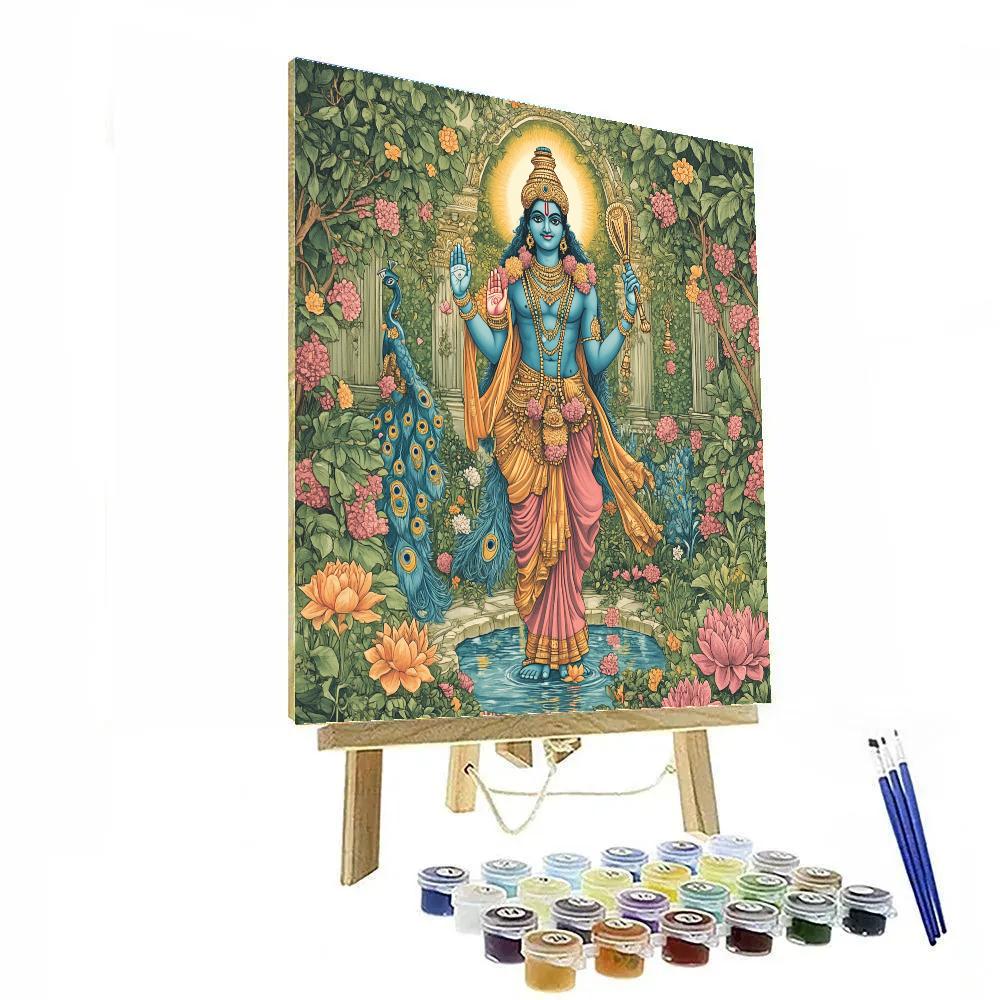 Vishnu In Vaikuntha Garden Of Eternal Spring paint by color