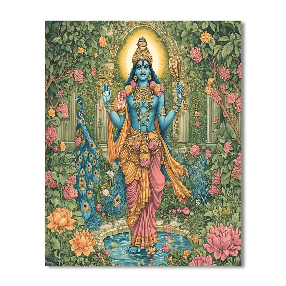 Vishnu In Vaikuntha Garden Of Eternal Spring paint by color