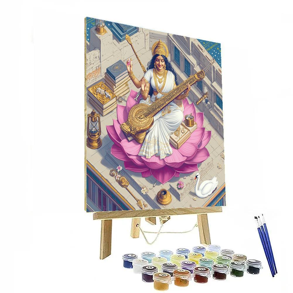 Saraswati Mapping Constellations On A Lotus Observatory Roof Numbered painting kits