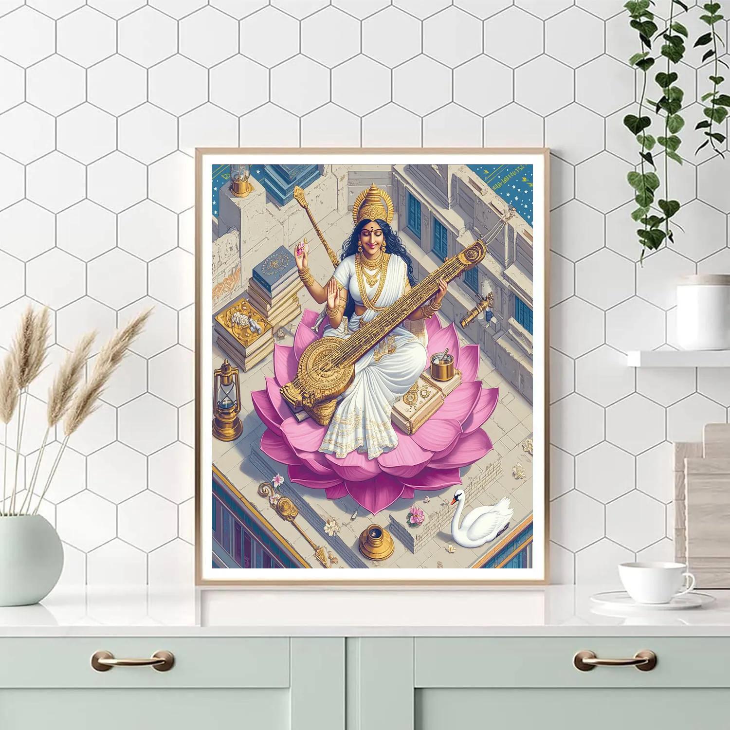 Saraswati Mapping Constellations On A Lotus Observatory Roof Numbered painting kits