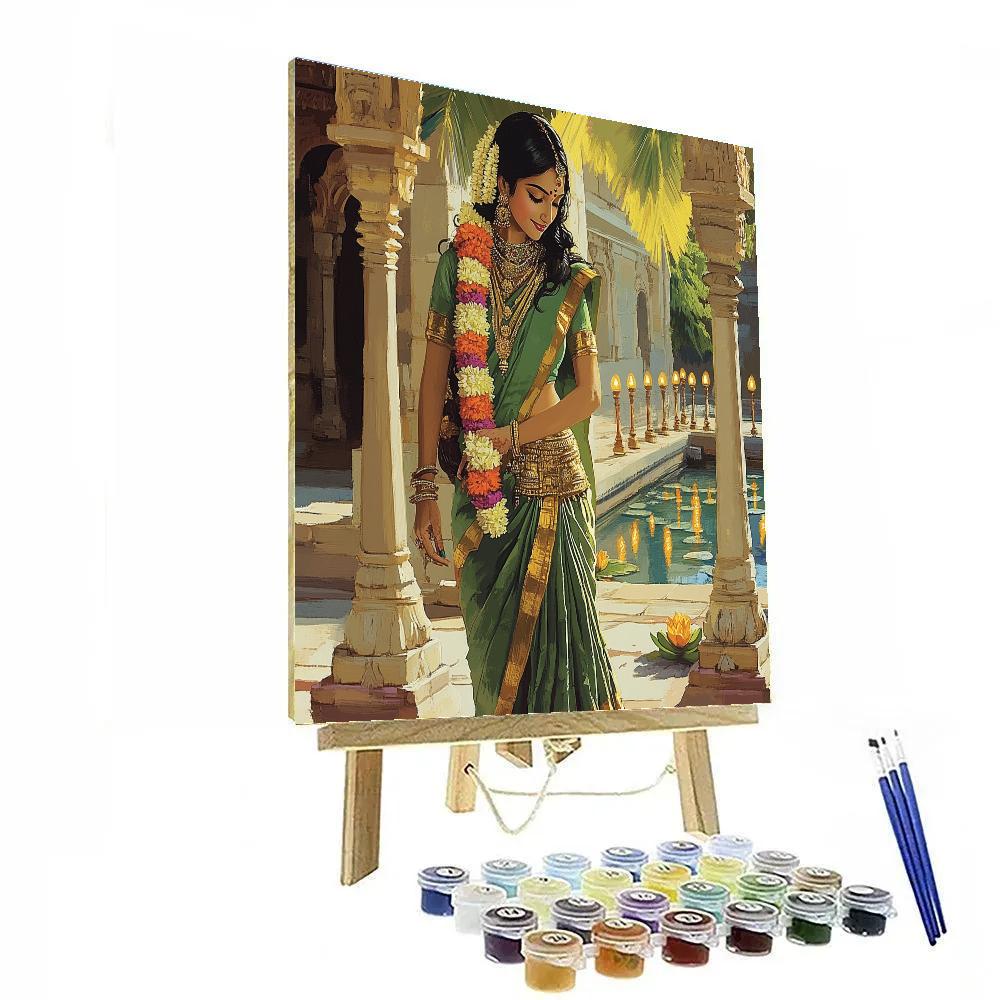 Courtyard Shrine With Parvati Lamps painting number kit