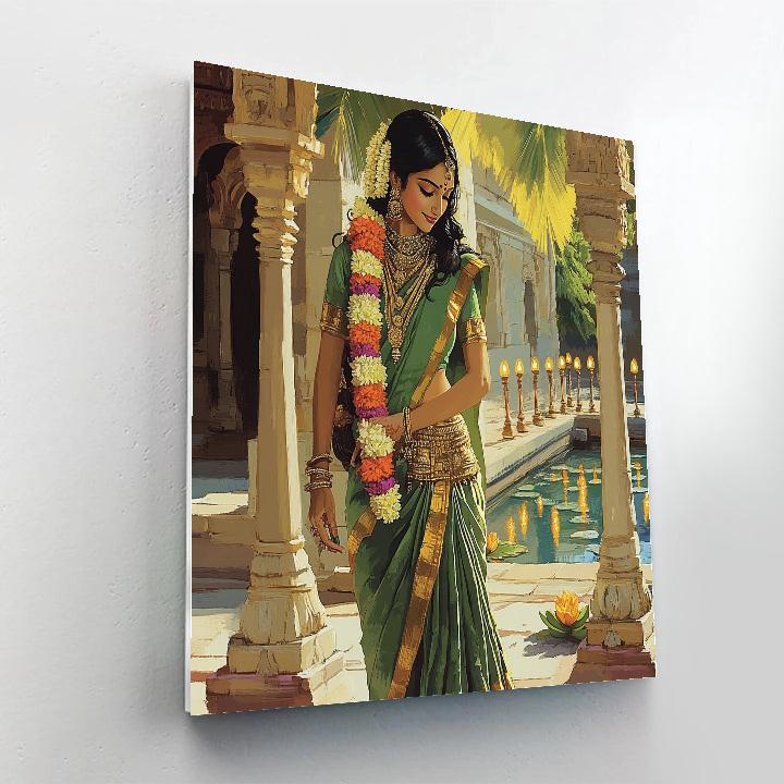 Courtyard Shrine With Parvati Lamps painting number kit