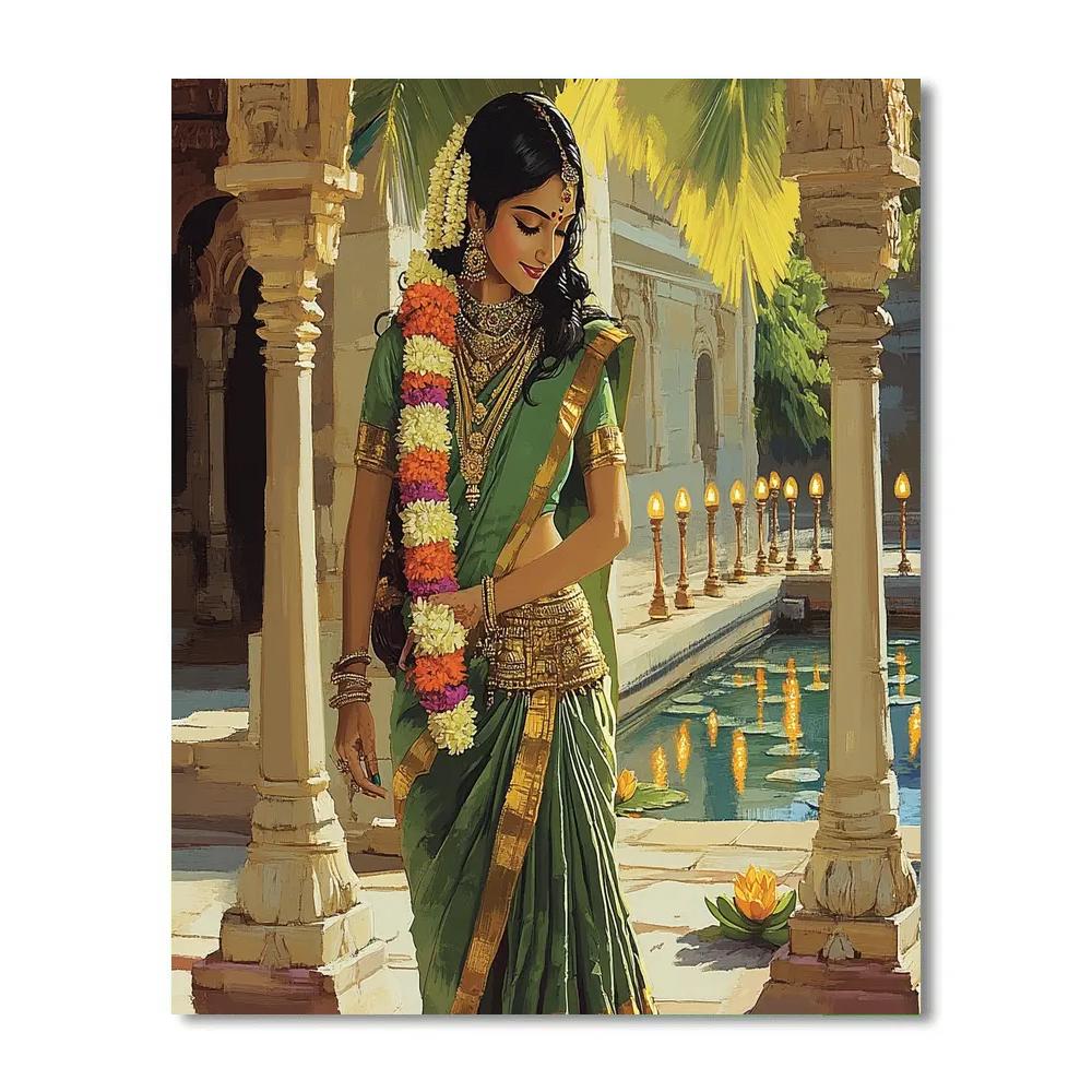 Courtyard Shrine With Parvati Lamps painting number kit