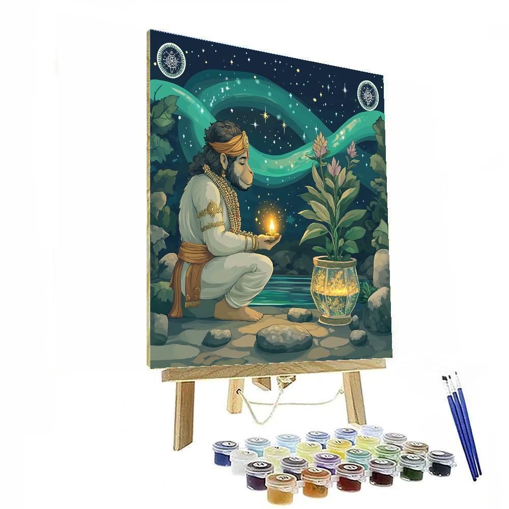 Hanuman With Aurora Garden Ritual paint by numbers
