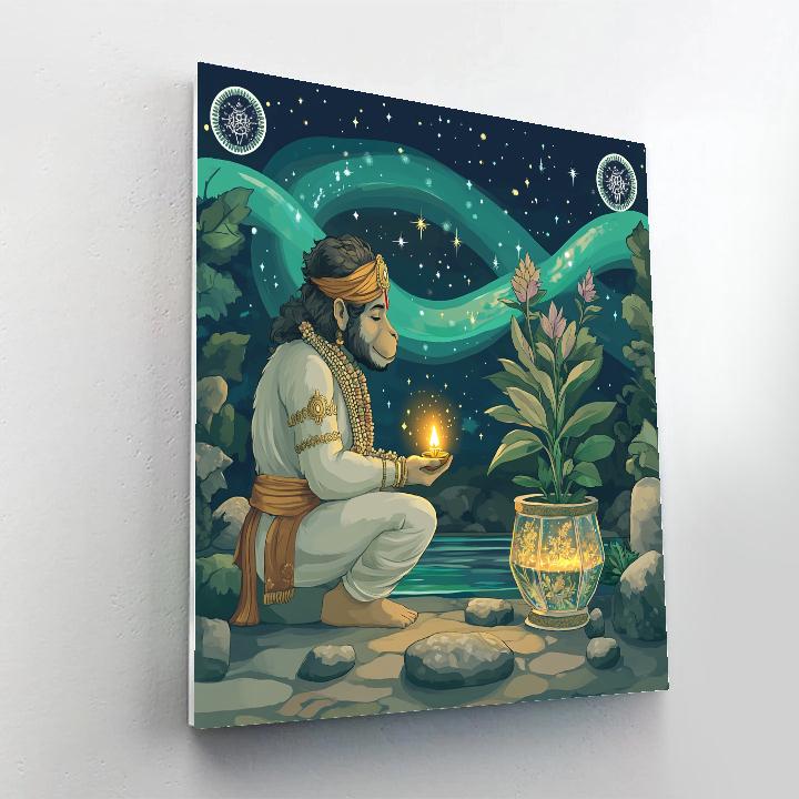 Hanuman With Aurora Garden Ritual paint by numbers