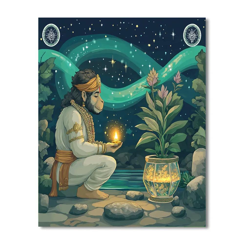 Hanuman With Aurora Garden Ritual paint by numbers