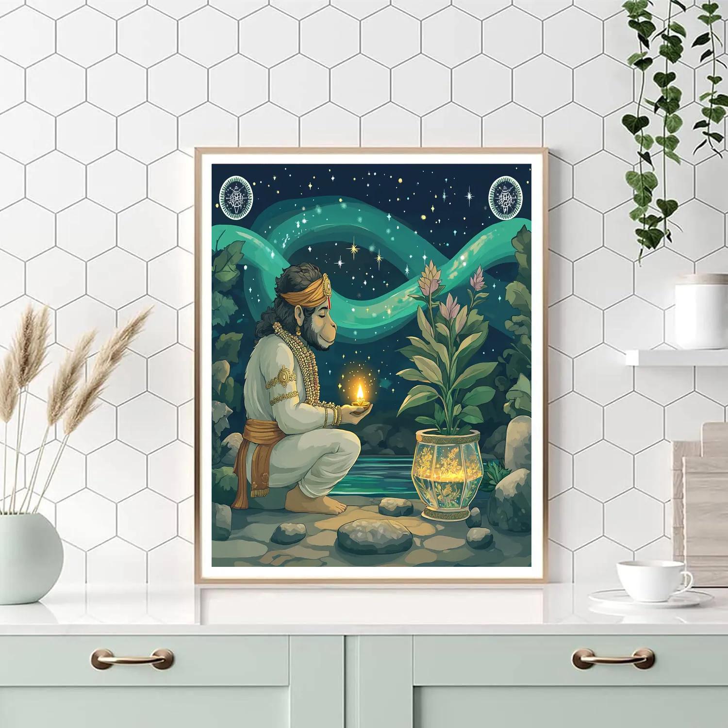 Hanuman With Aurora Garden Ritual paint by numbers