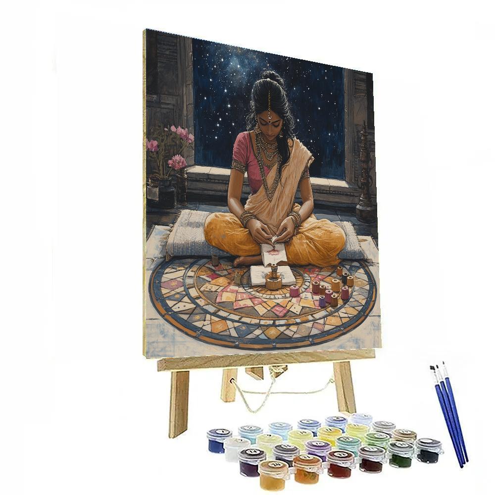 Parvati And The Cosmic Sewing Circle Number painting