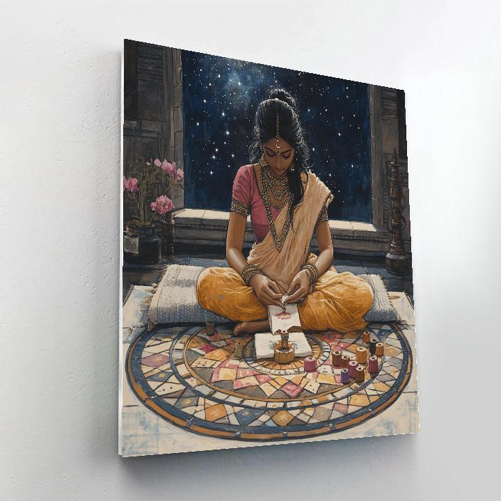 Parvati And The Cosmic Sewing Circle Number painting