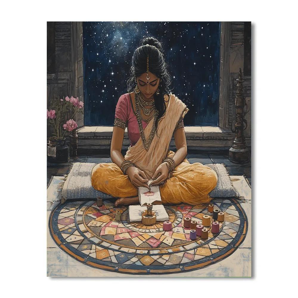 Parvati And The Cosmic Sewing Circle Number painting