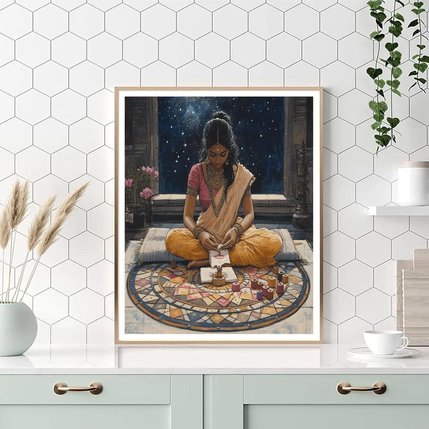Parvati And The Cosmic Sewing Circle Number painting