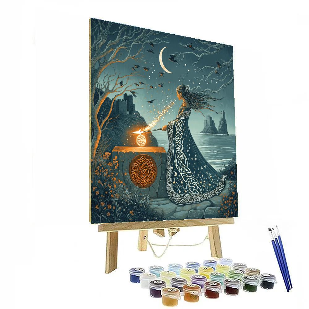 Moonlit Forge Of The Celtic Smith Goddess paint by number