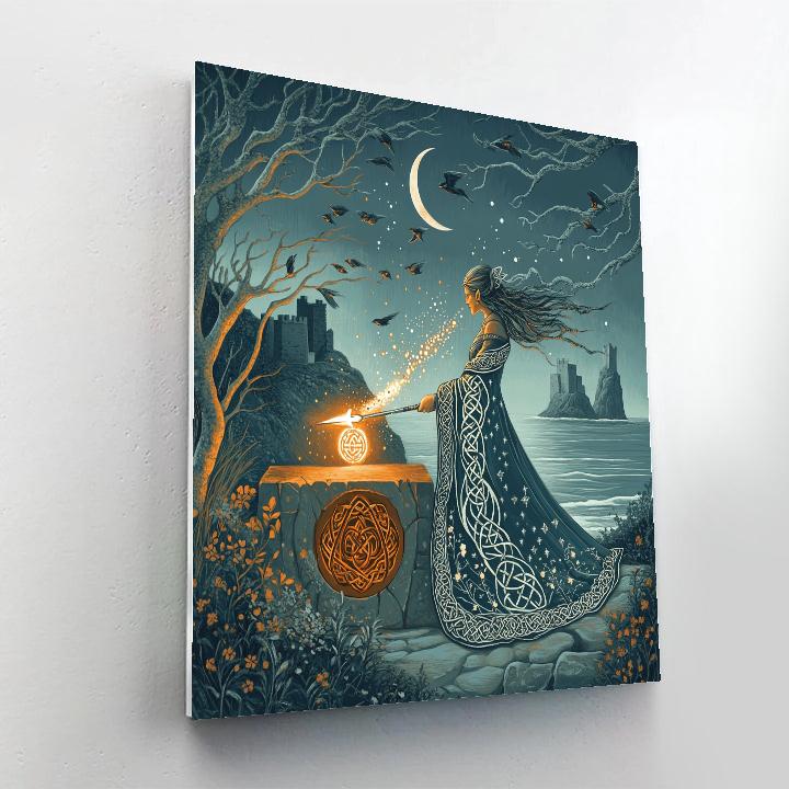 Moonlit Forge Of The Celtic Smith Goddess paint by number
