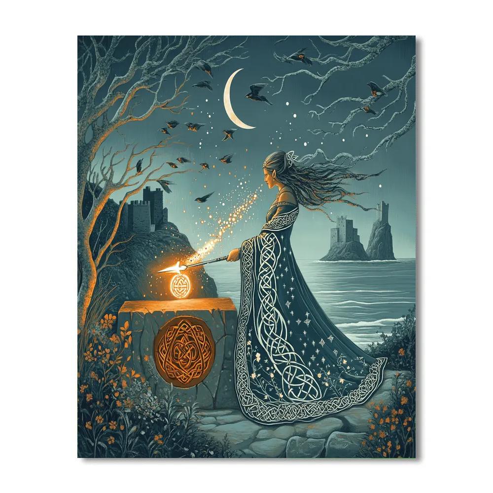 Moonlit Forge Of The Celtic Smith Goddess paint by number