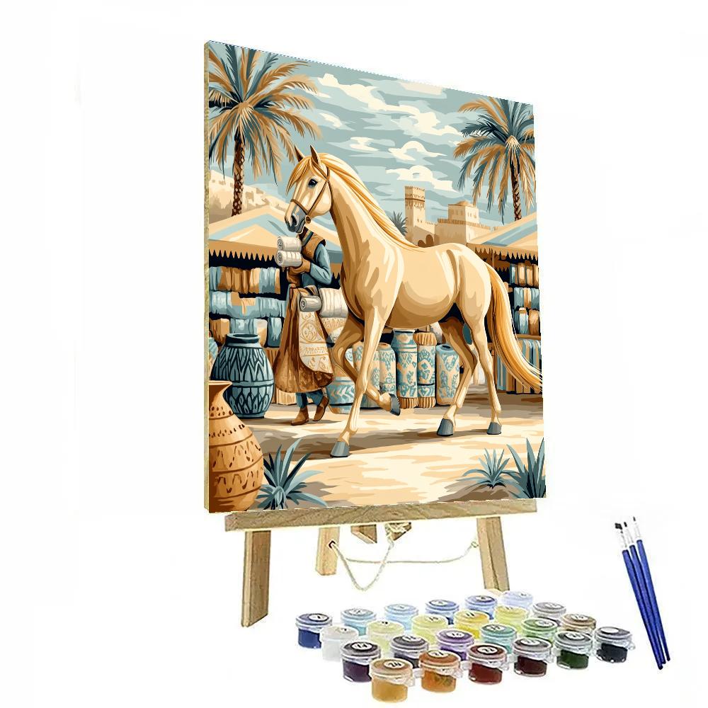 Desert Caravan Horse Mosaic Number painting