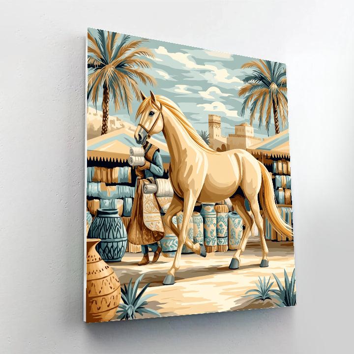 Desert Caravan Horse Mosaic Number painting