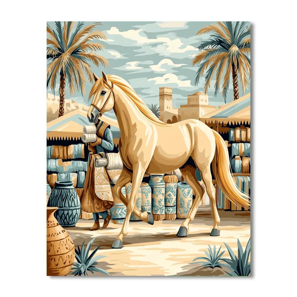 Desert Caravan Horse Mosaic Number painting