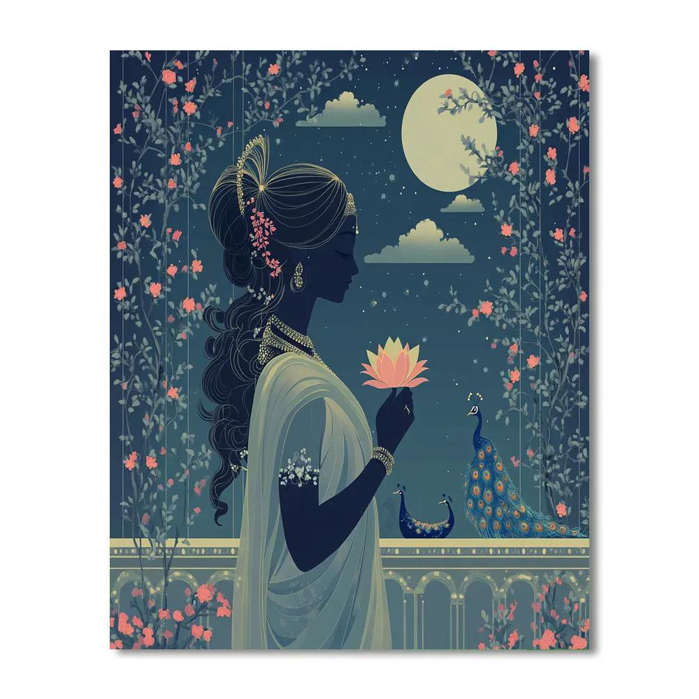 Moonlit Garden Parvati Silhouette Numbered painting kits