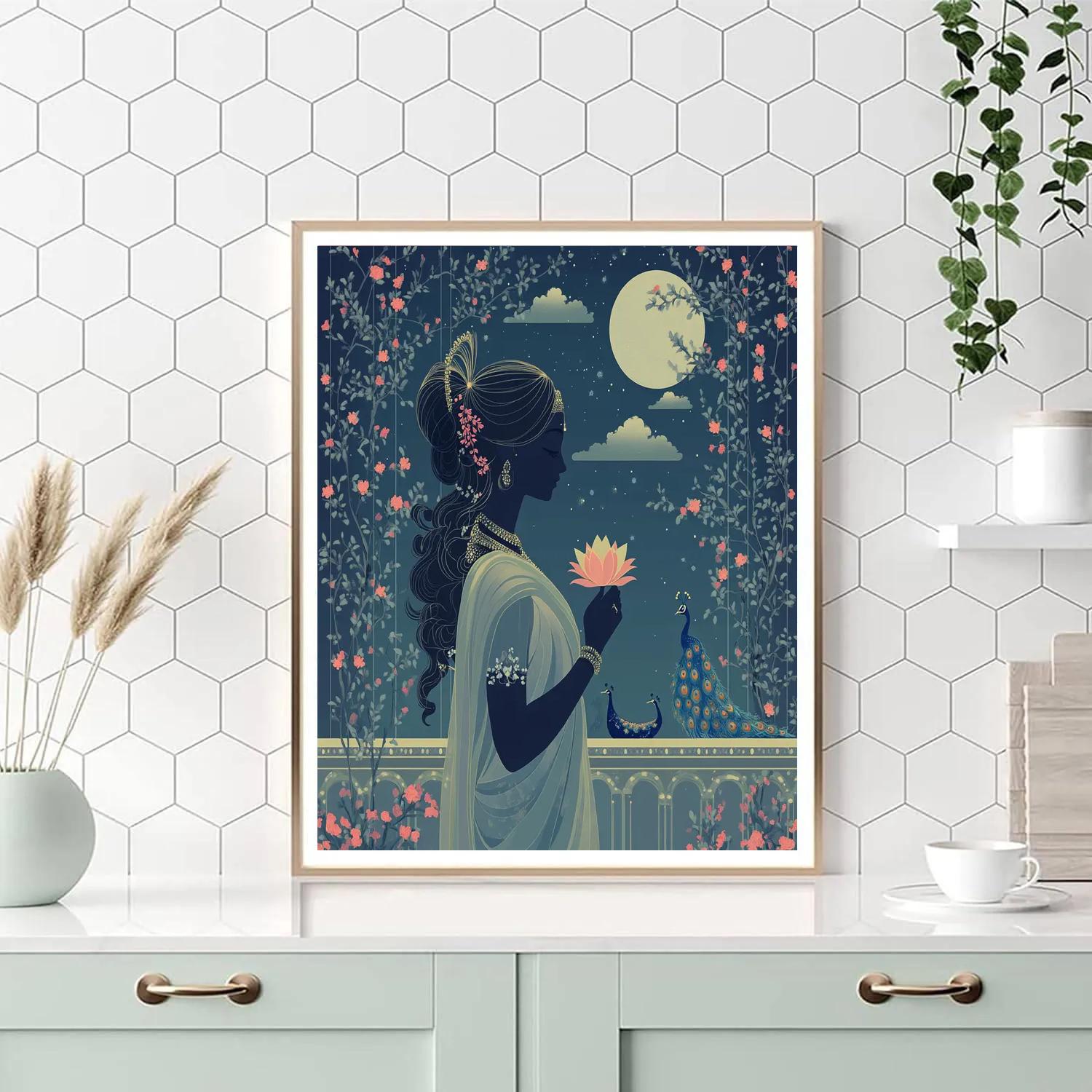 Moonlit Garden Parvati Silhouette Numbered painting kits