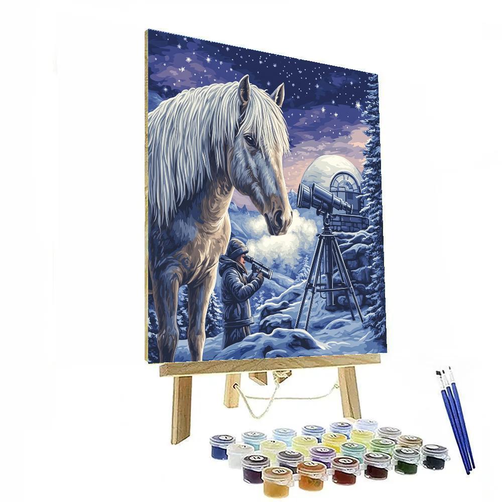 Mountain Observatory With Horse Companion painting number kit