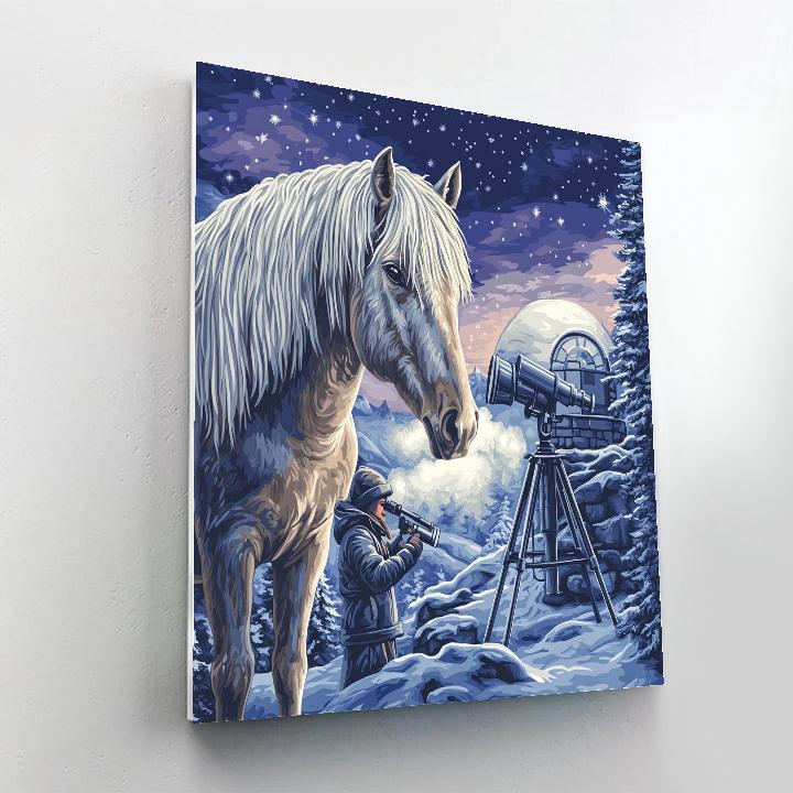 Mountain Observatory With Horse Companion painting number kit
