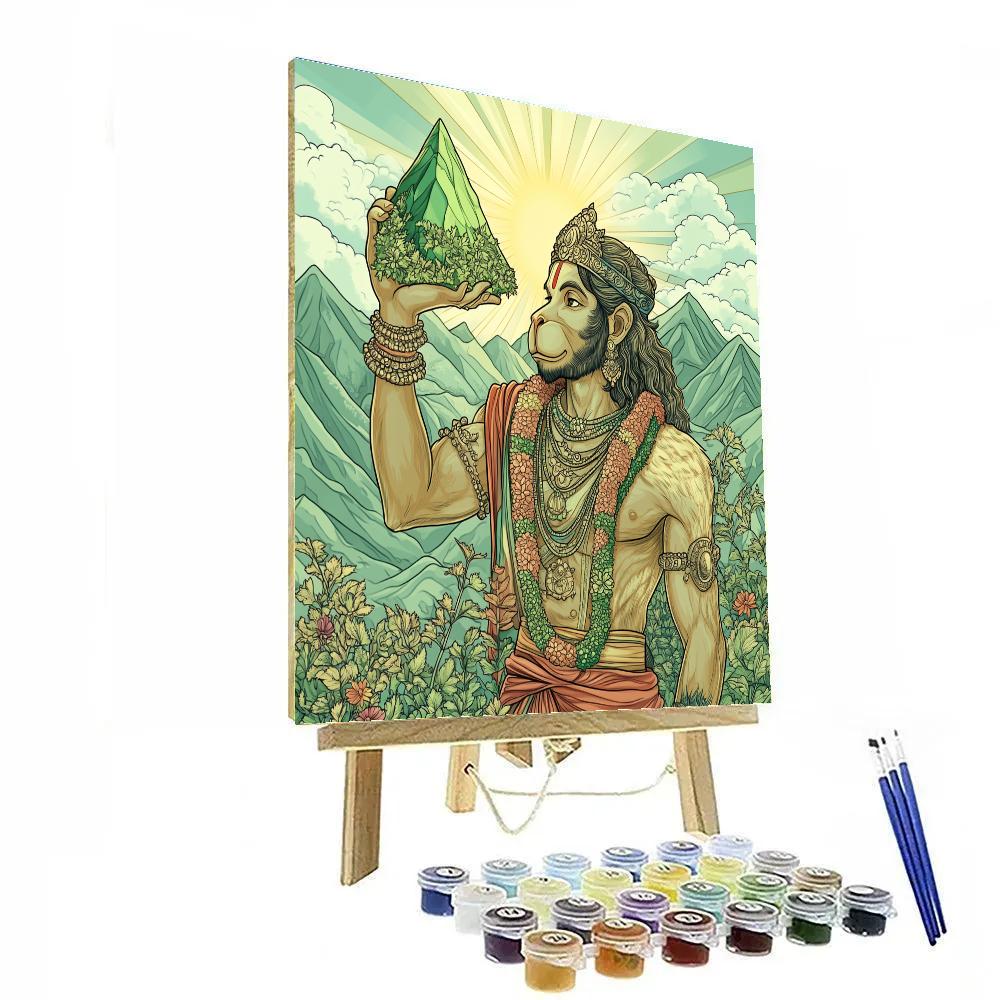 Mountain Echoes, Hanuman Strength paint by numbers